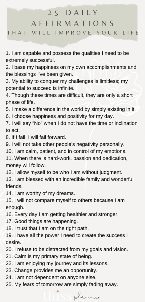 25 Daily Affirmations That Will Improve Your Life – THISS Planner